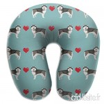 Travel Pillow Alaskan Malamute Hearts Love Dog Breed Pet Turquoise Memory Foam U Neck Pillow for Lightweight Support in Airplane Car Train Bus - B07VC85JCG